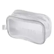 4.7"x8.3"x2.8" Clear PVC Toiletry Bag Makeup Pouch with Zipper Handle White