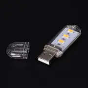 2x Portable Keychain USB Power 3 LED Night Light Camping Lamp Torch Warm Whit-UU
