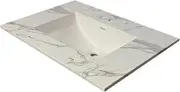 25"/31"/37" Solid Surface Polyurethane Resin Streamline Nano Vanity Top With Sink, Durable, Consistent Color, Easy-to-Clean, Built-in Overflow (SILVER MIST, 25"W x 22"D)