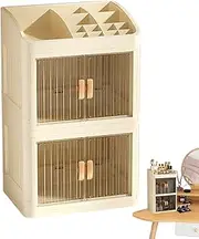 Makeup Organizer Box,Skin Care Display Case With 3-layer - Cosmetic Supplies Display Large Capacity For Desktop, Dresser, Bathroom Counter