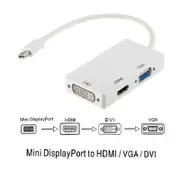 Astrotek AT-MINIDP-3IN1 Thunderbolt Mini DP Display Port to HDMI DVI VGA Adapter for MacBook