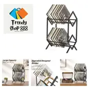 2-Tier-Vinyl-Record-Storage-Holder With Dividers, 200 LPs Albums Storage Rack...