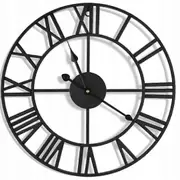 Wall Clock Retro Loft Roman Metal 50cm Wall Mounted Vintage Wall black