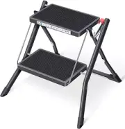 Folding Step Ladder, 2 Step Ladder, Folding Ladder with Non-Slip Rubber Mat, Ste