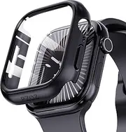 PZOZ Screen Protector for Apple Watch Series 10 46mm Case, Matte Hard PC Cover for iWatch S10 46mm, Thin Bumper Full Coverage Accessories (Black, 46mm)