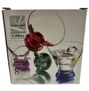 Libbey Cosmos Neon 8 Piece 8oz Multicolor Martini Glasses Barware NIB