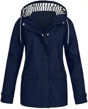 [ADJHDFH] hiking jacket women,flash deals,exclusive deals for prime members,women waterproof rain jacket long sleeve lightweight hiking jackets with hood travel zip up raincoat with pockets（a1-navy，xl