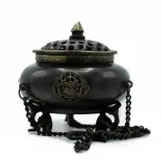 Antique Tibetan Incense Holders Large Brass Tibetan Burner Four Symbol Hanging P