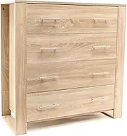 Priceworth Jolene Chest of Drawers, 4 Drawers for Ample Storage, Elegant Living Room Furniture, Lightweight and Sturdy, Durable Construction, Compliments Any Room Decor, 92 H x 90 W x 40 D CM