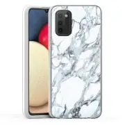 (White Marble)ShockProof TPU phone case cover(Clear)for Samsung Galaxy A02S