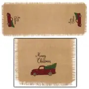 MERRY CHRISTMAS Vintage Red Pickup Truck Table Runner, 13" x 54", Country House