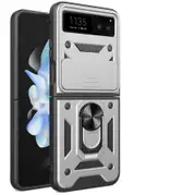 case For Moto Razr 40 Slide Camera Lens Protection and Built in 360 Rotatable Ring Holder - Silvery