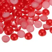 300pcs Flatback Pearls 10mm ABS Plastic Half Round Dome Pearls, Red
