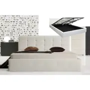 Fife Double Size PU Leather Gas Lift Bed Frame in White