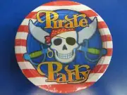 Pirate Party Skull Crossbones Caribbean Birthday Party 7" Paper Dessert Plates