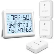 Indoor Outdoor Thermometer 3 Channels Digital Hygrometer Thermometer