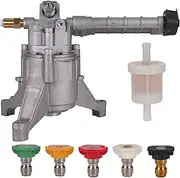 Mikatesi 7/8" Shaft Vertical Pressure Washer Pump for SRMW22G26-EZ 2.2G24, 2.2 2.5 GPM 2600-3000 PSI for TroyBilt Karcher Craftsman Generac Fits Most 4-7 HP Engines with 5 Nozzle