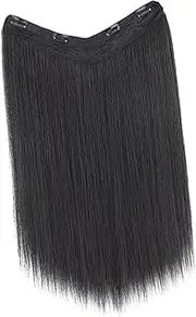 FRCOLOR Shaped Hair Extensions Long Straight Synthetic Hair for Women Clip Looking