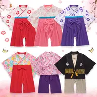 在飛比找蝦皮購物優惠-日式童裝 男女童長袖和服 嬰兒和服連體衣服 蝴蝶結哈衣 寶寶