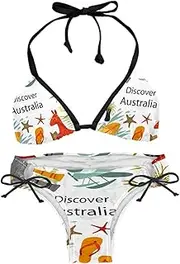 [suojapuku] Bikini Set for Women,Two Piece Swimsuit,Koala Kangaroo Australia Animal,Women's Bikini Sets