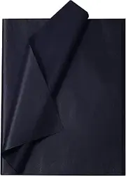 Ueerdand Gift Wrapping Tissue Paper for Packaging 105 Sheets Single-Sided Metallic Wrapping Craft Papers Bulk for DIY Artworks Flower Decoration (12 x 20 Inches, Black)