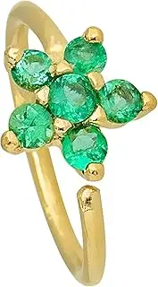 [Jewelry Avalanche] 20G 14K Gold Flower Emerald Nose Hoop Ring Twist-open 5/16"(8mm) Nose Ring, Five Petals May Birthstone Hoop Unisex
