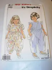 CHILDS GIRLS UNCUT SIMPLICITY 7704 Sewing Pattern JUMPSUIT ROMPER SIZE 2-6