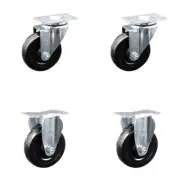 4 Inch SS Hard Rubber Wheel Swivel Top Plate Caster Set with 2 Rigid SCC