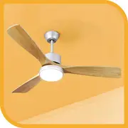 Krear 52" Ceiling Fan With Light Wooden Blade DC Motor Remote Control 6 Speed For Living Room