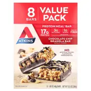 Atkins, Protein Meal Bar, Chocolate Chip Granola, 8 Bars, 1.69 oz (48 g) Each