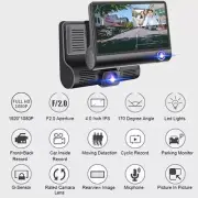 Car Dash Cam 4 Inch Front and Rear Autos Camera Wide Angle Car Recorder