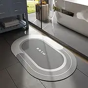 MontVoo Bath Mat-Bathroom Mat Bathroom Rug Absorbent Non Slip Quick Dry Stain Resistant Bath Mat for Bathroom Floor Bathmat-Easy Care Shower Rug for Outside Bathtub Shower Room17 x27 Grey