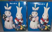 Vintage Mr And Mrs Cottontail Candles Easter Rabbits Bunny Set Of 4 Candles 3”