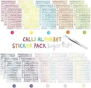 HZMM 30 Sheets Alphabet Number Stickers Colorful Adhesive Letter Stickers, for Decoration Arts, DIY Crafts, Bullet Journal Supplies, Scrapbook, Card Gift Wrapping (Ten Theme Colors)
