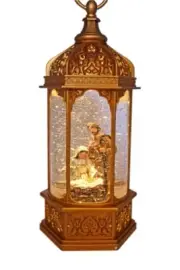 COTTON CANDY LIGHT UP CHRISTMAS HEXAGONAL GOLD LANTERN NATIVITY SCENE LED LIGHTS