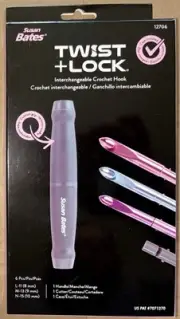 Susan Bates Twist + Lock Interchangeable Crochet Hook Set NEW L M N Clover