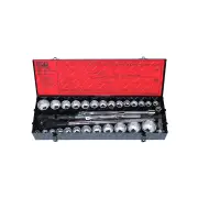 SP Tools 32Pcs 3/4" Drive Socket Set - 12 Point Metric / SAE 24T Ratchet Cr-V