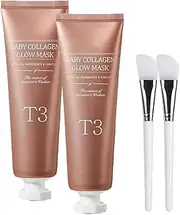 2Pcs T3 Collagen Mask,T3 Baby Collagen Glow Mask,T3 Collagen Peel off Mask,Korean Skin Care Facial Mask,Firming Wrinkle Facial Mask