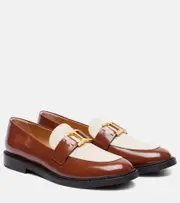 [Chloe] Chloé Marcie leather and canvas loafers AU 9 brown