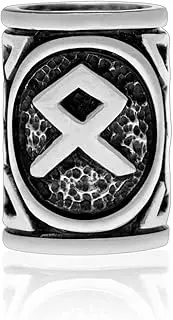 [Generic] 925 Sterling Silver Viking Norse Rune Futhark Othala Odal Beard Hair Bead Dreadlocks, Sterling Silver, No Gemstone