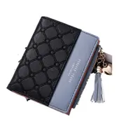 Women Color Matching Wallet Fashion Tassels Purse Ladies Coins Bag Leather Female Simple Bifold Small Handbag Pouch Storage Bags