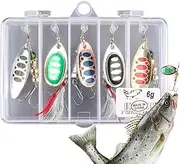 Bass Lures, Crappie Spinner Bait, Metal Fishing Spinnerbait Spinner Lures Kit with Tackle Box for Bass Salmon Trout