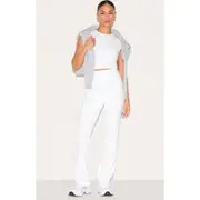 Petite White Contour Sculpt Flared Pants, White