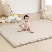 Baby Play Mat for Floor,3 CM Thick Memory Foam Tummy Time Mat,Soft Coral Velvet Nursery Rug,Large Non Slip Crawling Mat for Toddlers,Infants,Kids,Yoga Mat,Tatami Mat for