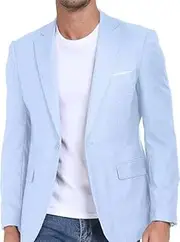 [Wehilion] Mens Casual Blazer Jacket Lightweight Sports Coat Suit Jacket for Summer Daily Business Wedding Party Travel