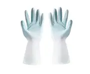 Dishwashing Cleaning Gloves, Skin-Friendly, Reusable Kitchen Gloves With Cotton Flocked Liner, Non-Slip,Nordic Blue,L