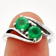 Natural Green Onyx 925 Sterling Silver Ring s.9 Jewelry R-1048