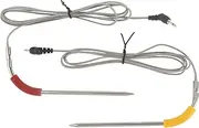 Dophee 2.5MM Plug Temperature Probe Replacement2 Pack Meat Probe Replacement for Weber Igrill Mini, Igrill 2, Igrill 3, iGrill Pro, with 2 Probe Clip Holders (Red & Yellow)