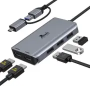 USB 3.0 to Dual HDMI Docking Station for Windows & macOS, USB C Adapter 2 Mon...