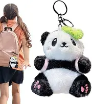 Panda Doll Keychains,Animal Backpack Charm - Lightweight Plush Toy Ornament, Soft Collectible Animal Pendant for Purse Schoolbag Travel Companion